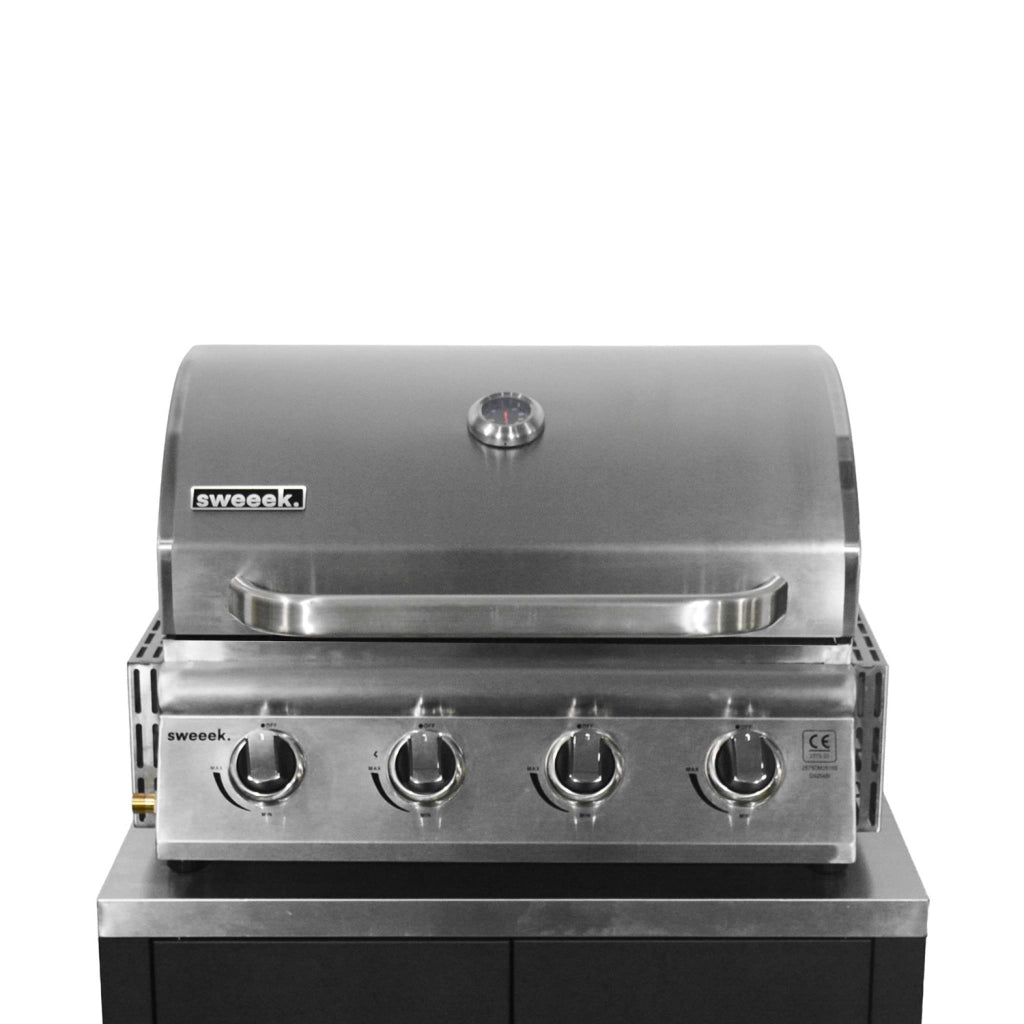 Modulo cucina da esterno con barbecue a gas a 4 bruciatori, 7 moduli,