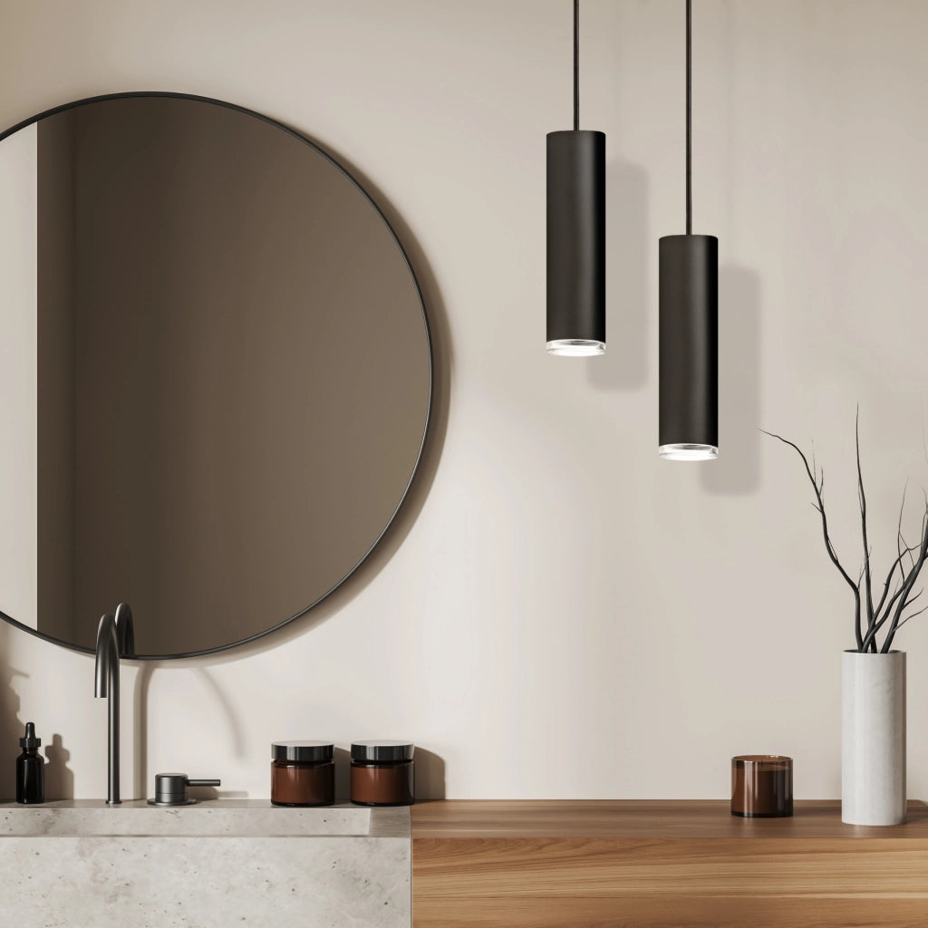 Lampada a sospensione Polux Turyn nera GU10 IP44 Ø5,5cm