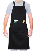 Schort acqua resistente con taschini, grembiule da cucina nero, grembiule BBQ per uomo e donna