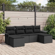 Set Divano da Giardino con cuscino 6 pcs Nero polyrattan 3345473