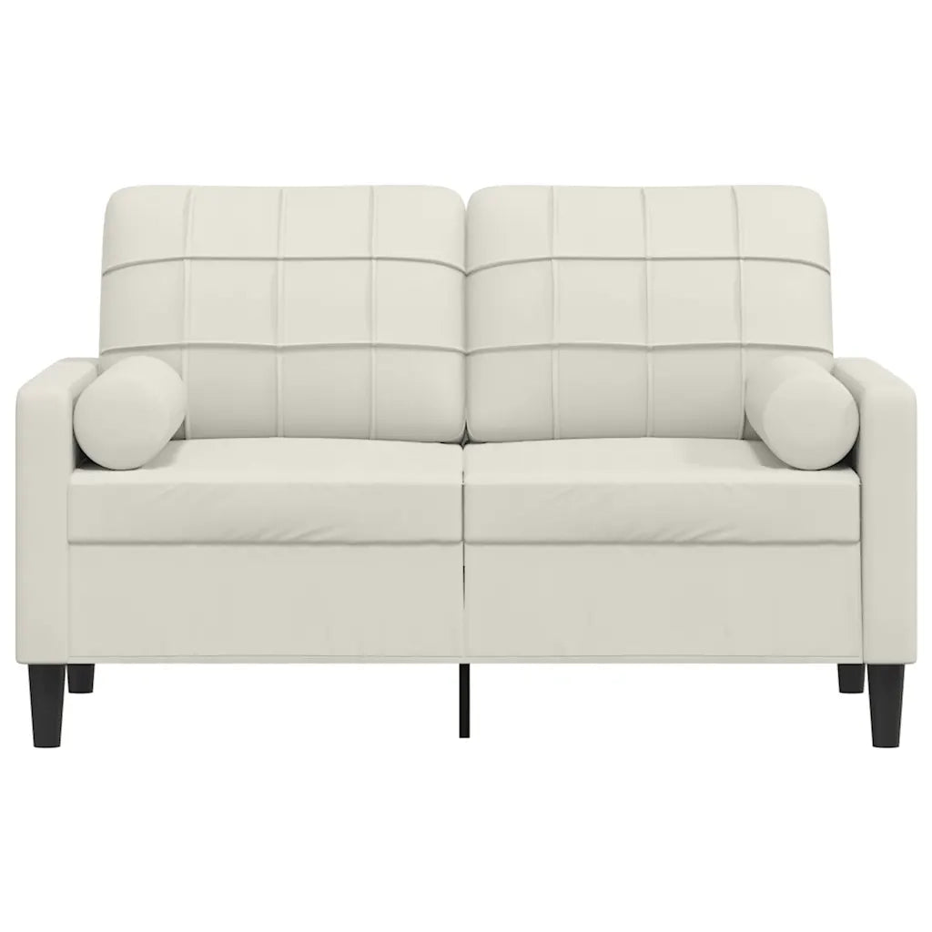 Divano a 2 Posti con Cuscini-Sofa 2 Posti con Cuscini Crema 120 cm in Velluto 123710