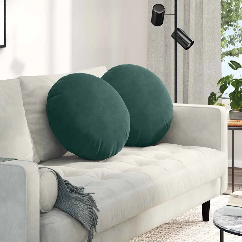 Cuscini per Seduta 2 pcs Verde Scuro Ø50 x 19 cm Velluto 42014176