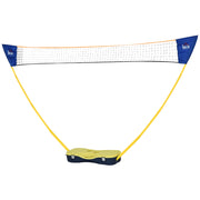 Rete da badminton con supporto, supporto portatile per rete da badminton, include 4 racchette da badminton, giallo e blu