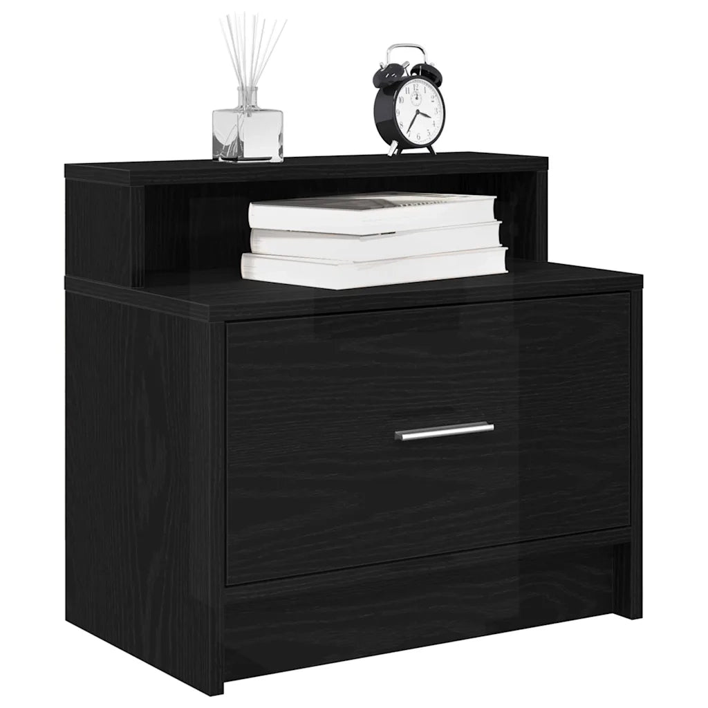 Comodino con Cassetto Rovere Nero 51x31x47 cm 858670