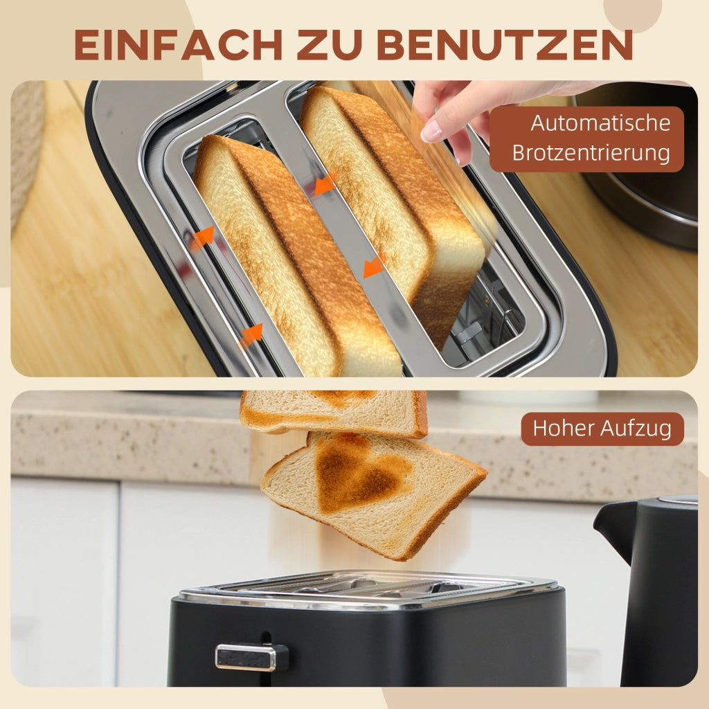 Set Bollitore 1,7L e Tostapane 6 Livelli ¨C Xylo ¨C Nero/Acciaio