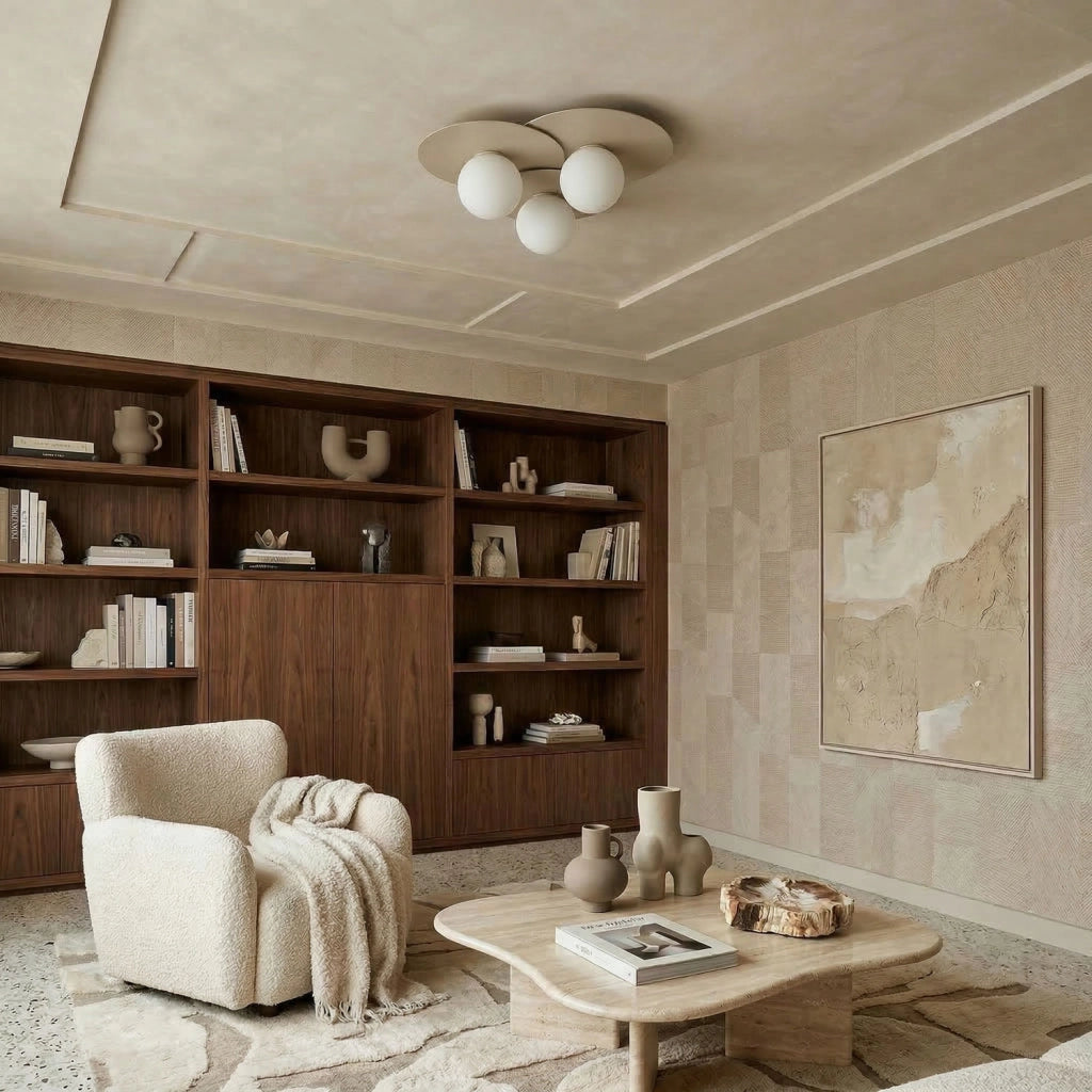 Lampada da soffitto Flat 3xE27 beige metallo Luminex