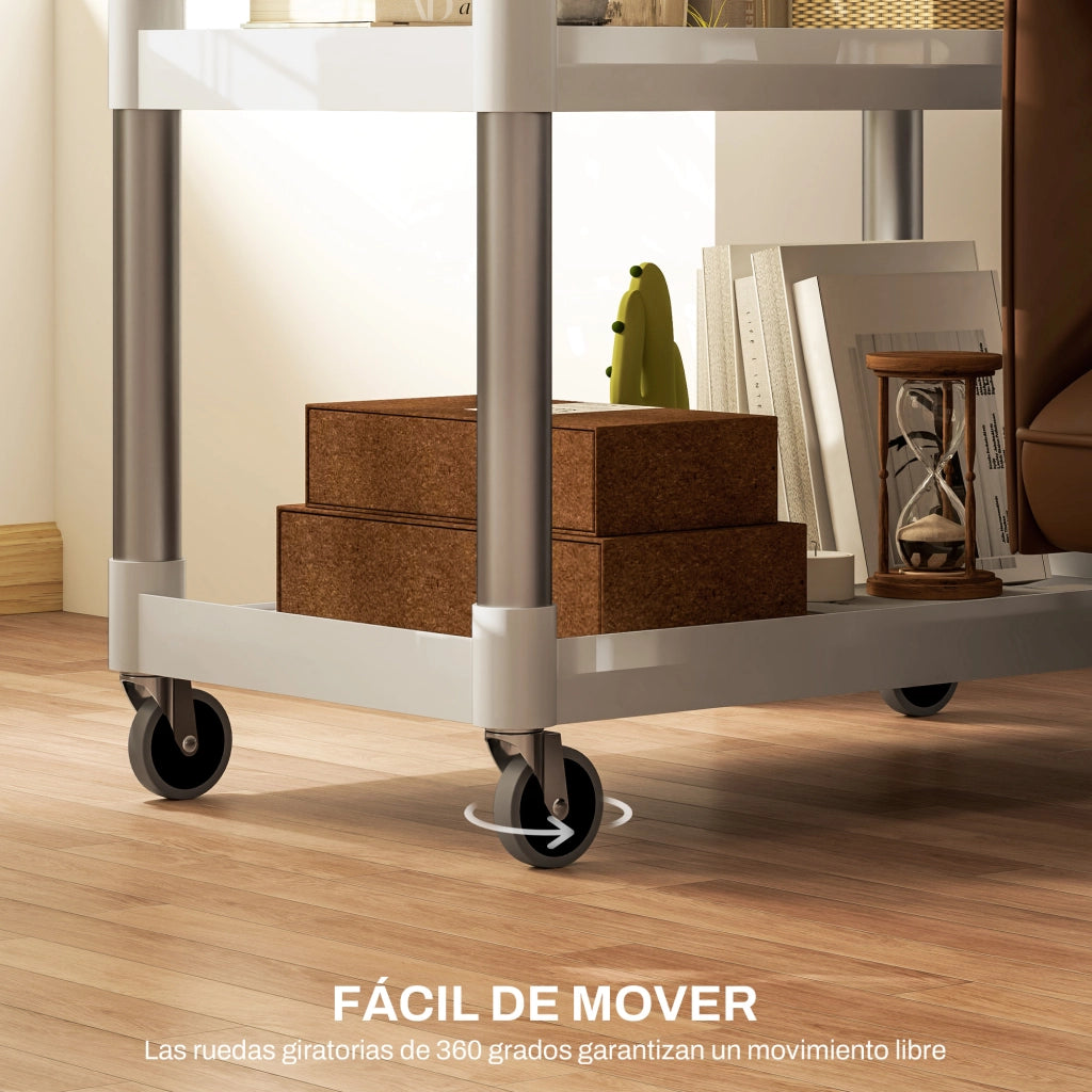 Carrello da Cucina a 3 Livelli ¨C Minimal ¨C Bianco 88x44x93 cm