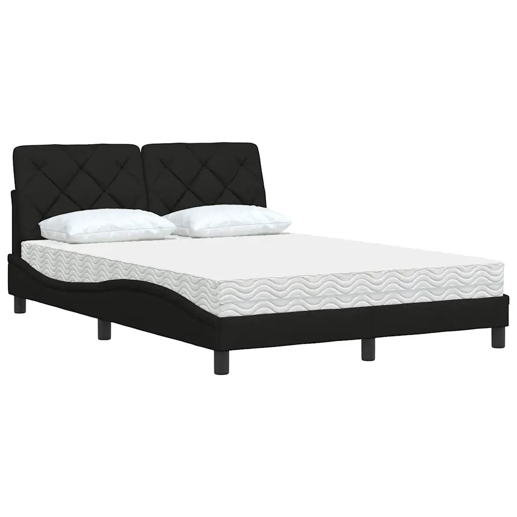 Letto con Materasso Nero 120x200 cm in Tessuto 3310729