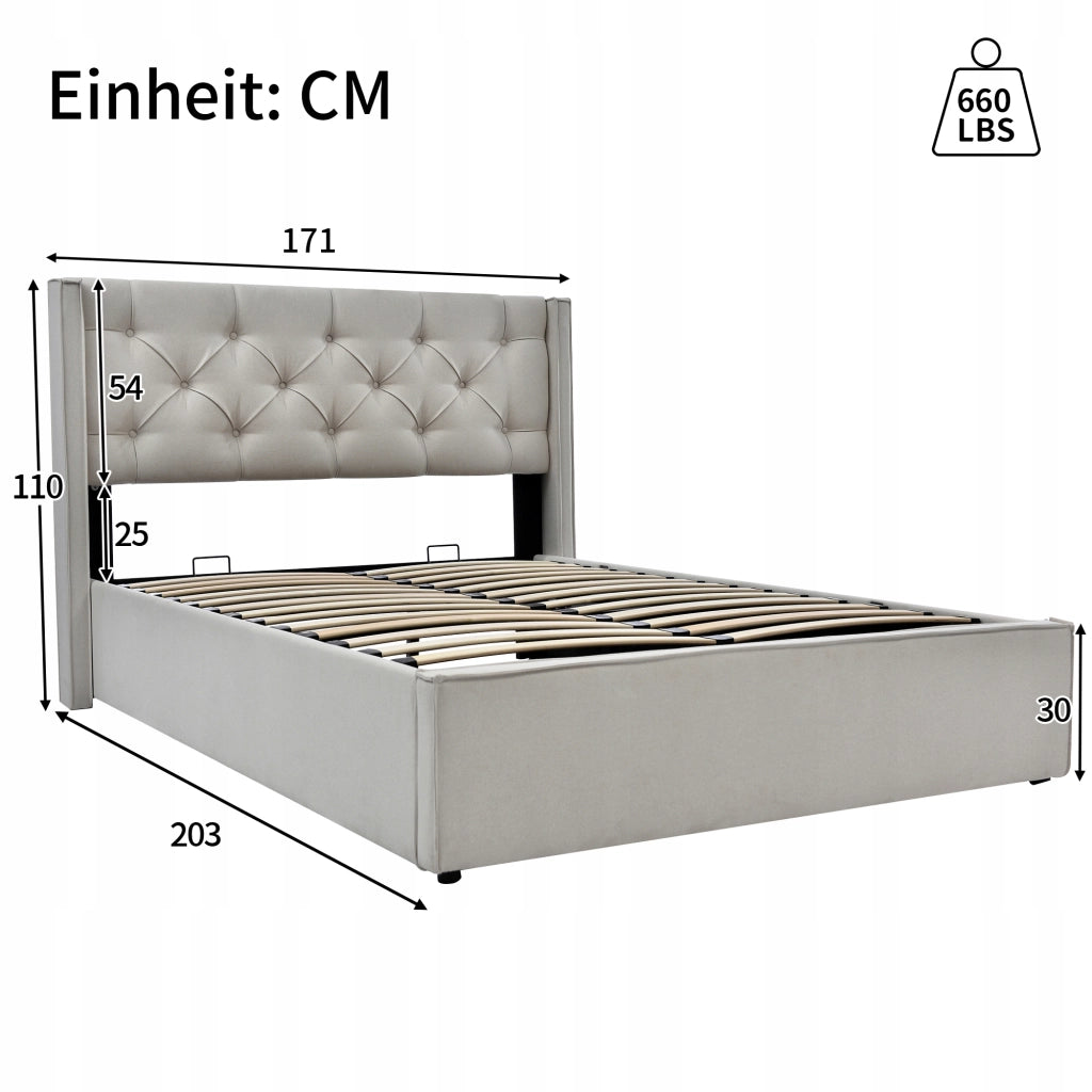 Letto imbottito con cassetto - Xylo - 160x200 - Grigio chiaro