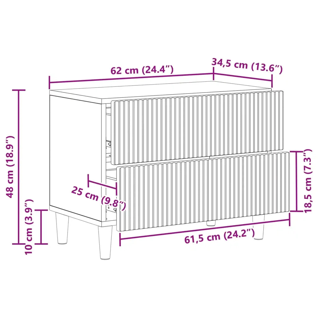 Comodino | Armadio da Notte | Mobiletto da notte con cassetto Grigio Cemento 62 x 34,5 x 48 cm