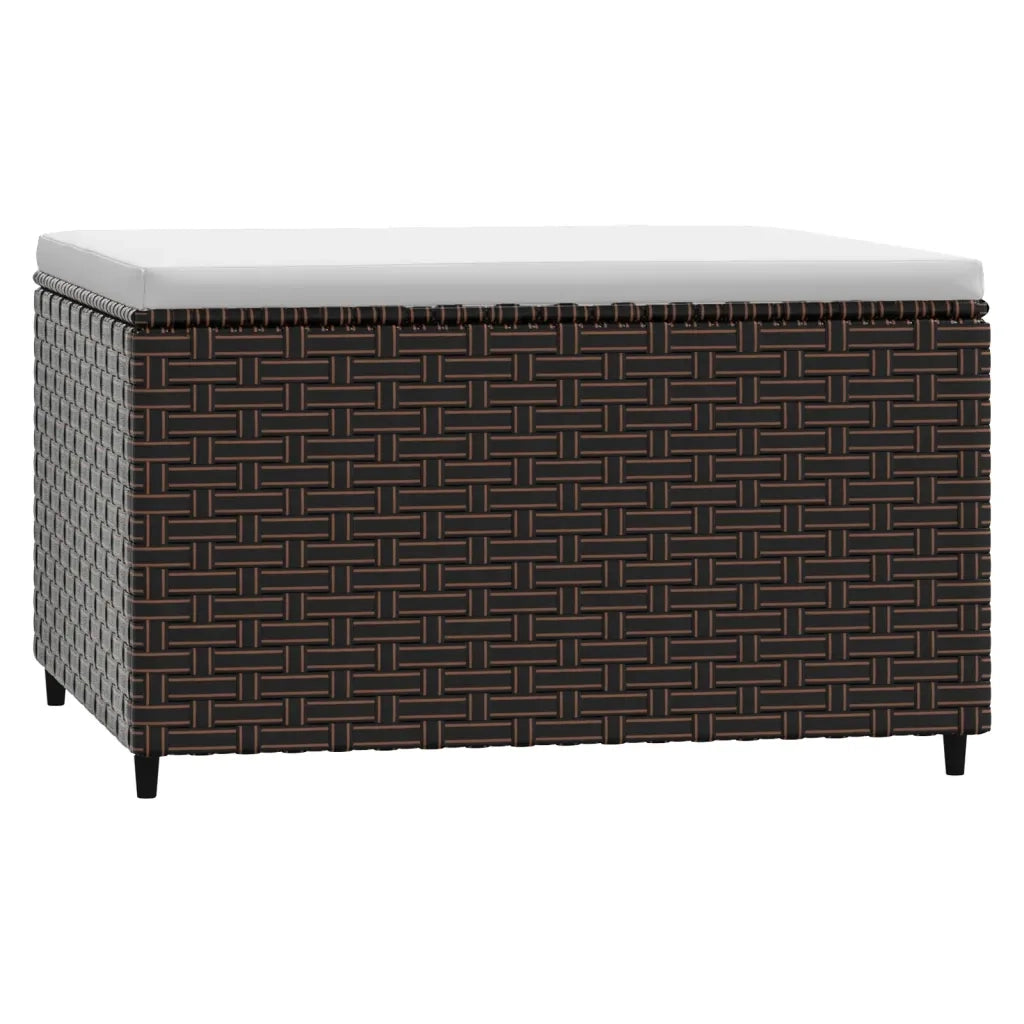 Poggiapiedi da Giardino con Cuscino in Polyrattan Marrone CFW3408164