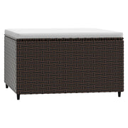 Poggiapiedi da Giardino con Cuscino in Polyrattan Marrone CFW3408164