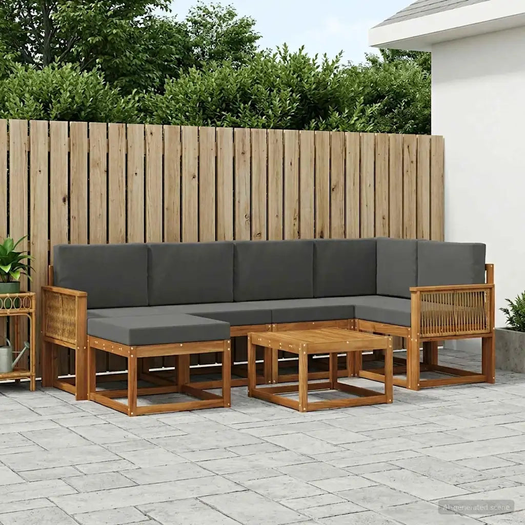 Set di divani da esterno con cuscino 7 pcs Naturale e Antracite 3385378