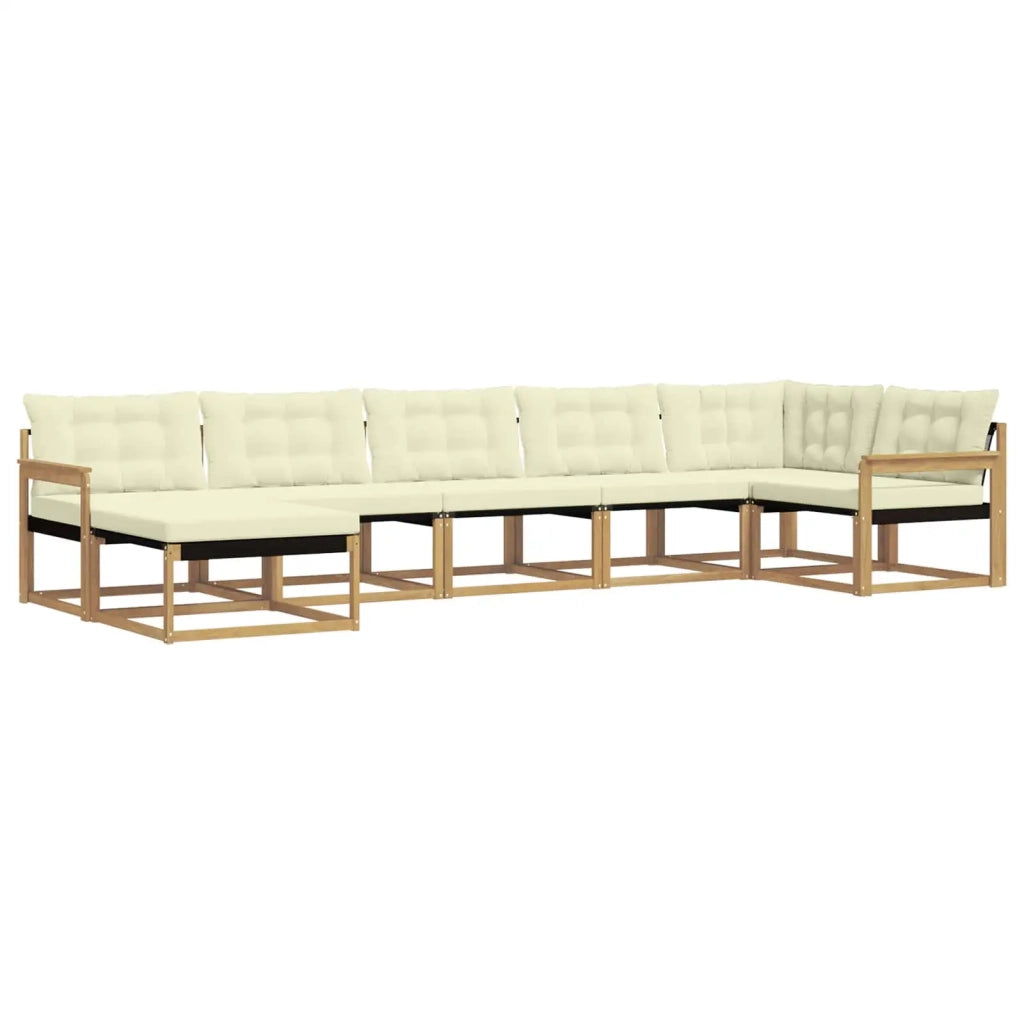 Set di divani da esterno con cuscino 7 pcs Bianco e Crema 3388892