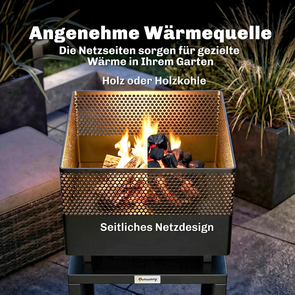 Feuerschale ¨C Minimal ¨C 39x39x87 cm, Schwarz