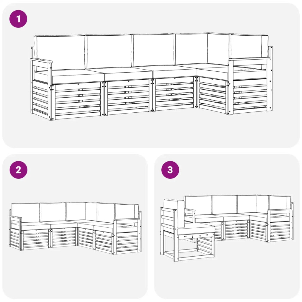 Set di divani da esterno 5 pcs Bianco e Beige 3391823