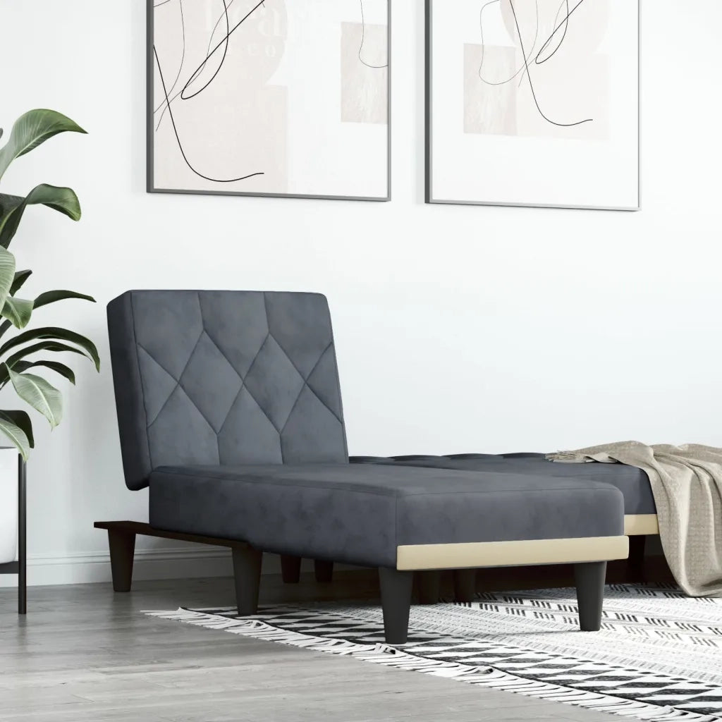 Chaise Longue in Velluto Grigio Scuro 352861
