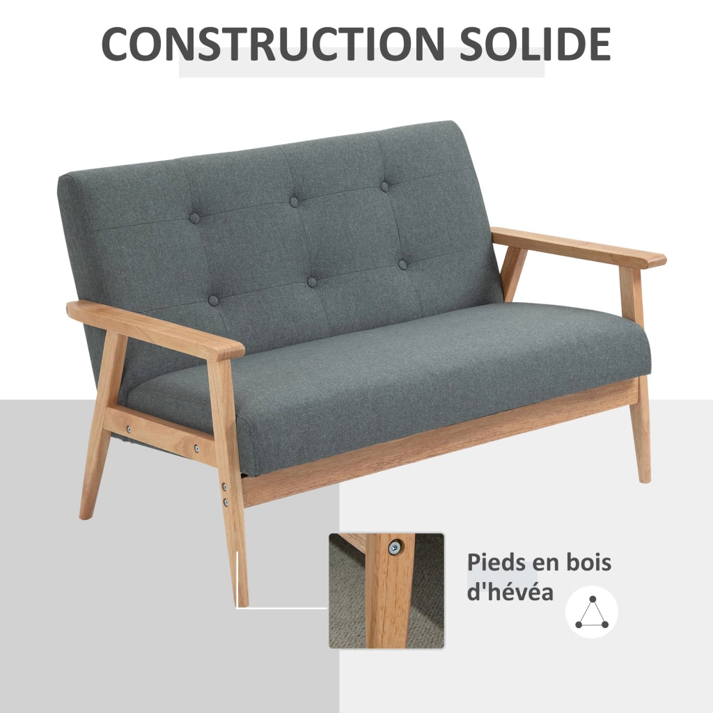 Divano 2 posti ¨C Minimal ¨C grigio, legno, 115x66.5x73 cm