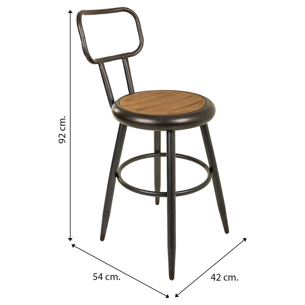 Sgabello in metallo e legno marrone 42x54x92h