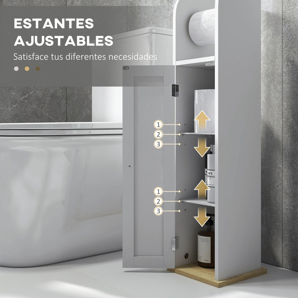 Mobile Bagno Salvaspazio con Portarotolo ¨C Xylo ¨C Bianco 3 Ante 20x20x80 cm