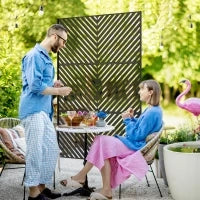 Divisore da Giardino, Design con Forme Geometriche, Metallo, 122 x 45 x 198 cm, Nero