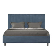 Letto matrimoniale con rete imbottito 160x200 microfibra blu Agueda
