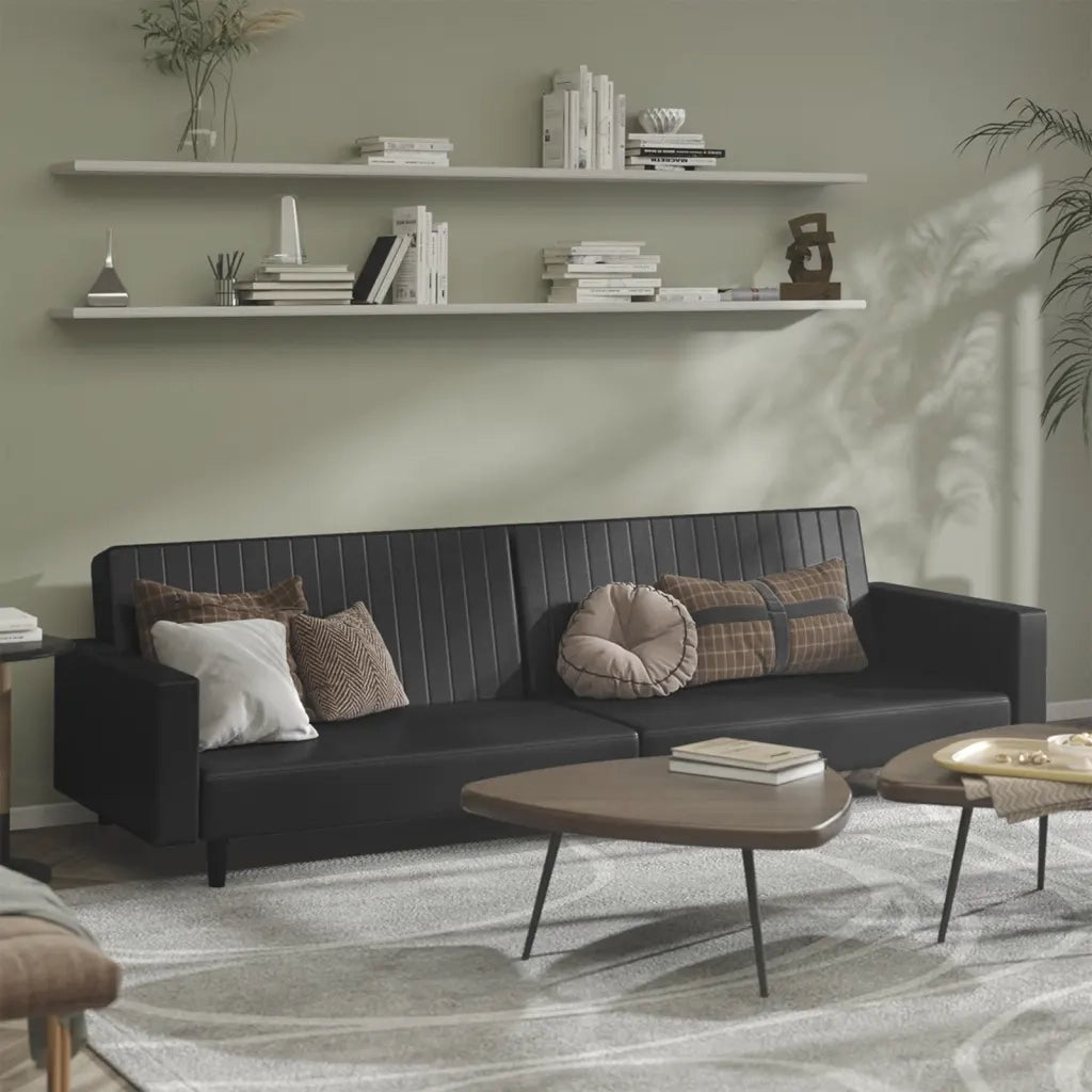 Divano letto | Sof¨¤ letto | Letto singolo a 2 Posti Nero in Similpelle