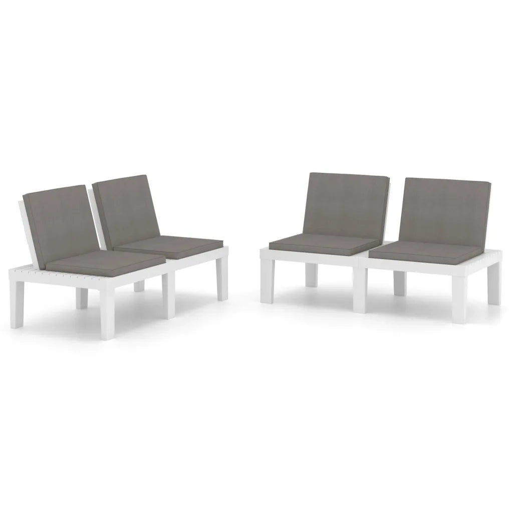 Panchine da Giardino | Panca da Giardino con Cuscini 2 pz in Plastica Bianche