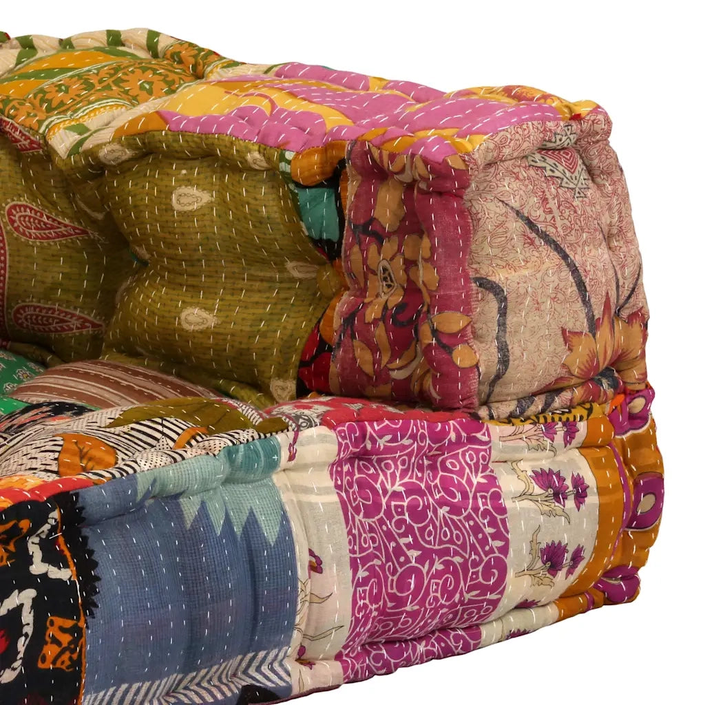 Pouf Modulare a 2 Posti in Tessuto Patchwork 244987