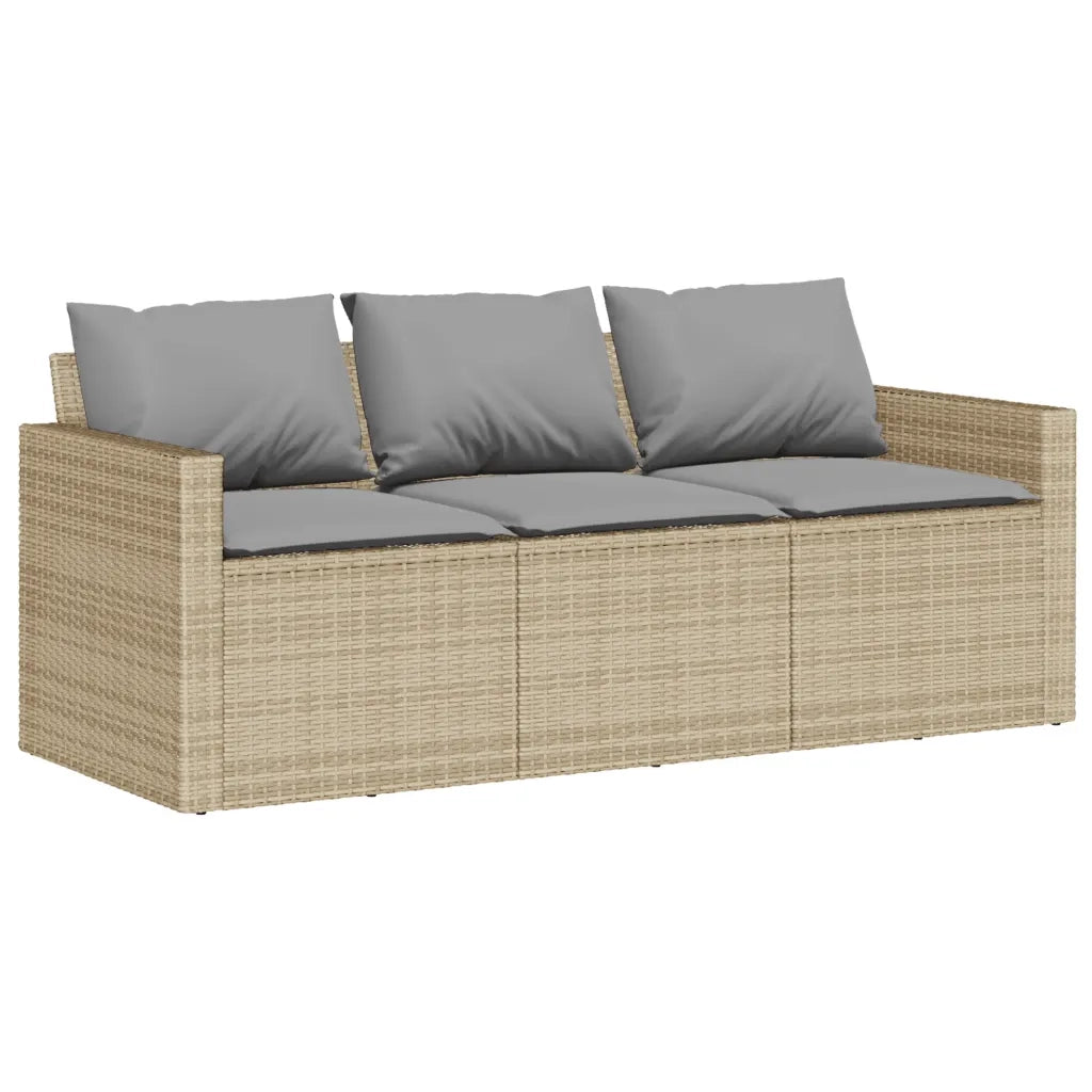 Set Divano da Giardino 6 pz con Cuscini Beige in Polyrattan
