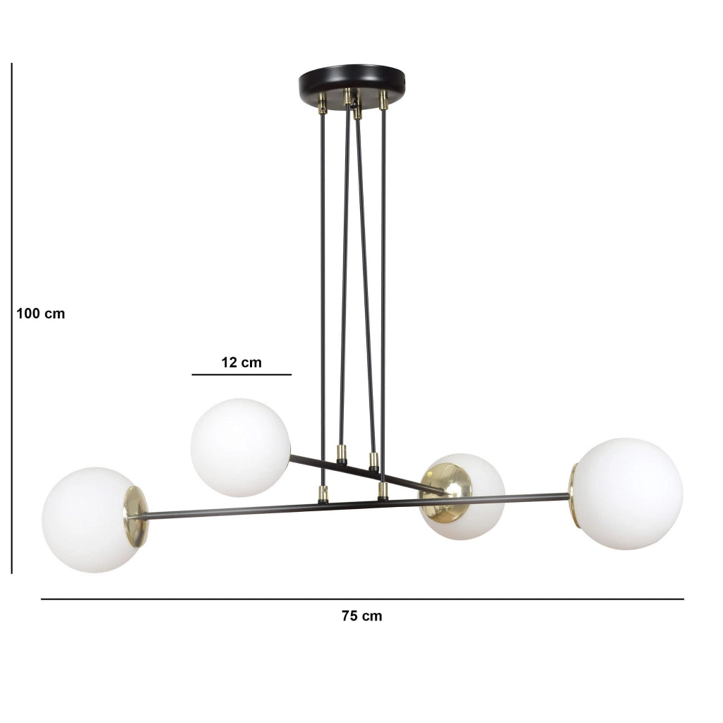 Lampadario Emibig OGNIS 4xE14 Nero Ø75cm dimmerabile