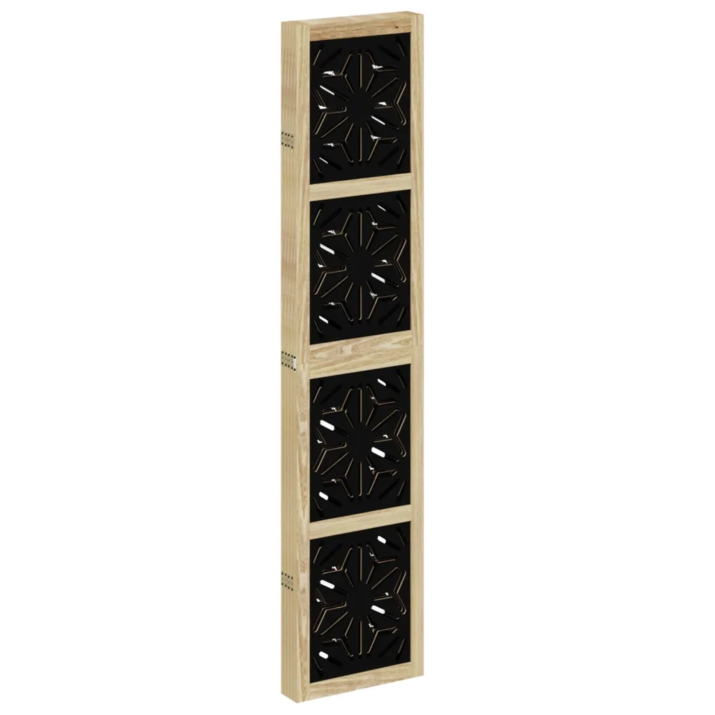 Divisorio Ambienti | Divider per stanze | Paravento 5 Pannelli Marrone e nero Legno di Paulownia
