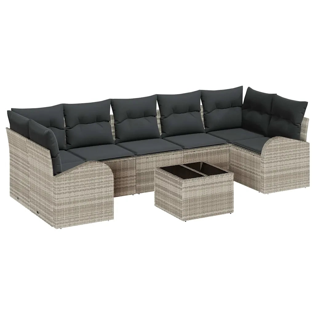 Set Divano da Giardino 8 pcs Grigio chiaro e grigio scuro