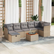 Set Divano da Giardino 8 pz con Cuscini Beige Misto Polyrattan