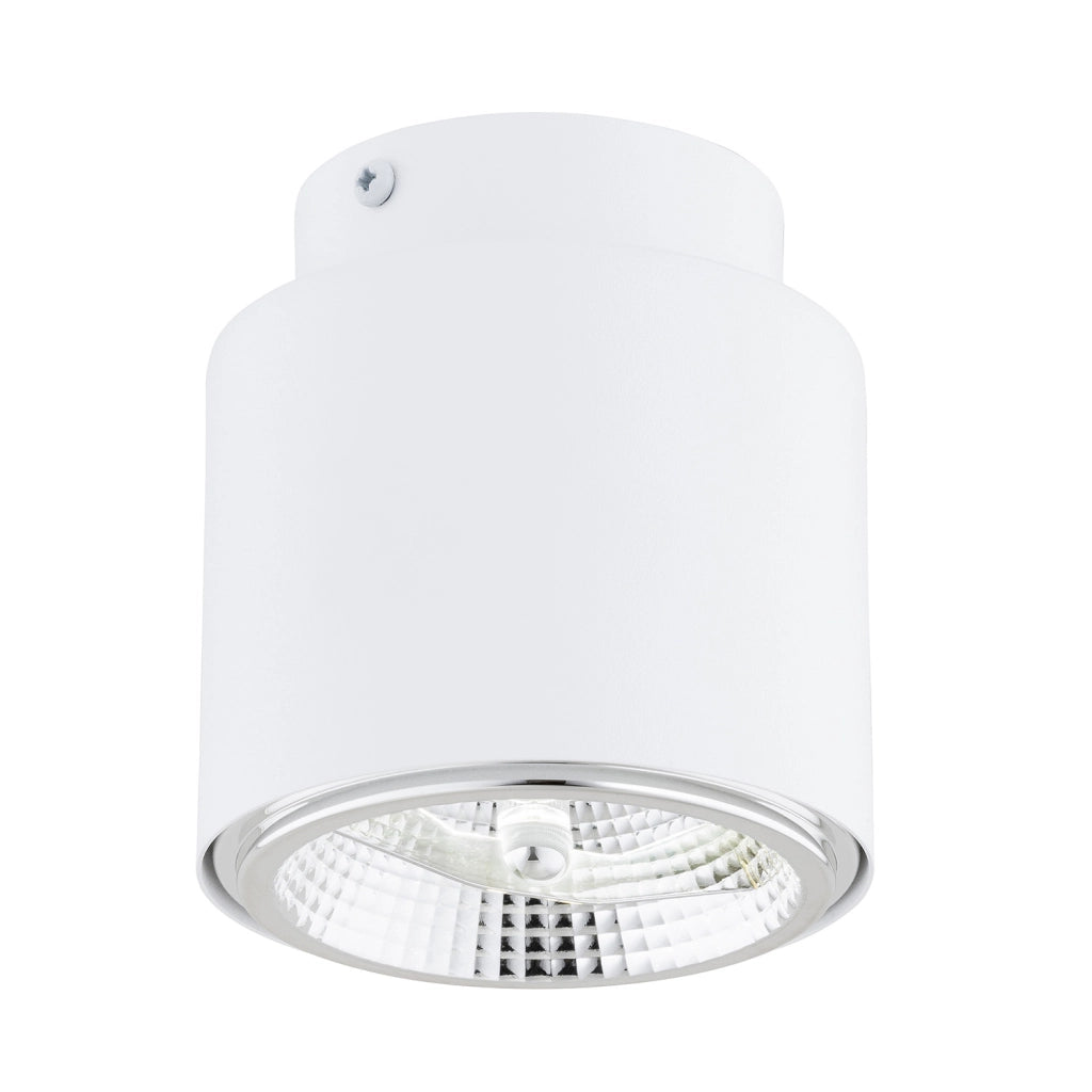 Plafoniera Moderna 1 Luce Faretto Ptah In Acciaio Bianco