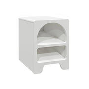 Comodino organico effetto legno bianco, 2 nicchie mobileoggetti,