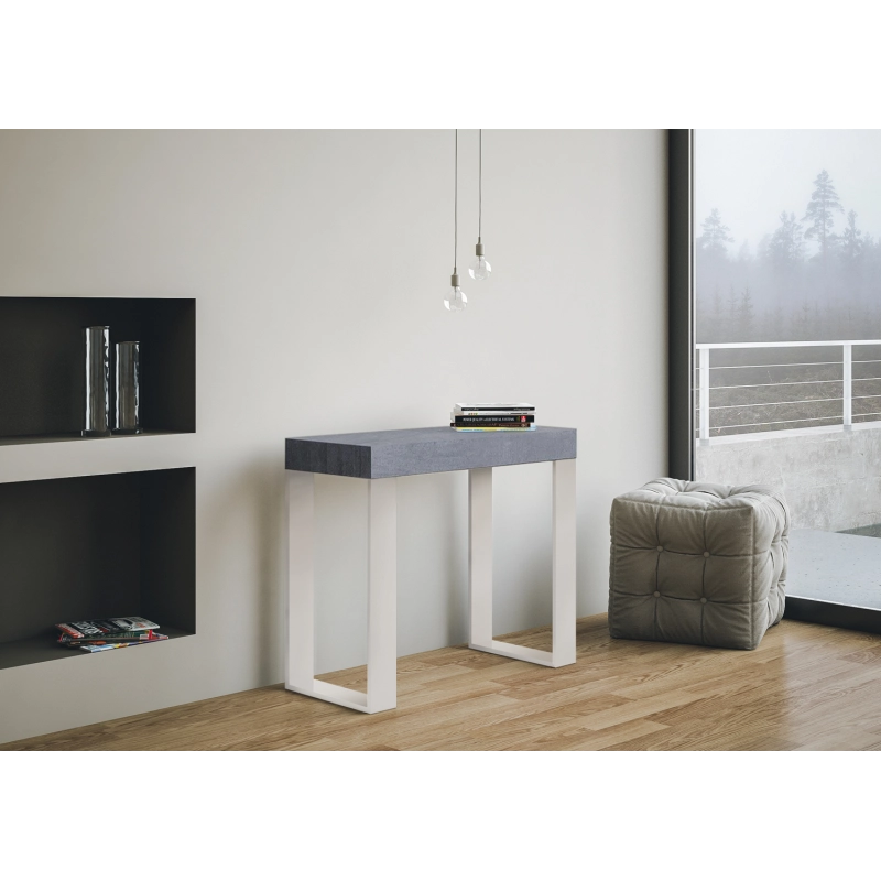 Consolle allungabile 90x40/196 cm Tecno Small telaio Bianco - Noce