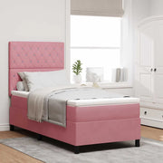 Letto a molle con materasso Rosa 90 x 200 cm Velluto 3339745