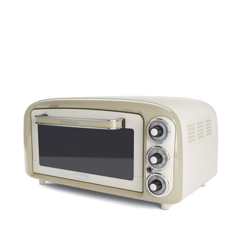 Forno Elettrico 18L - Pizza 30cm, Doppio Vetro, 1380W, Design Vintage - Beige