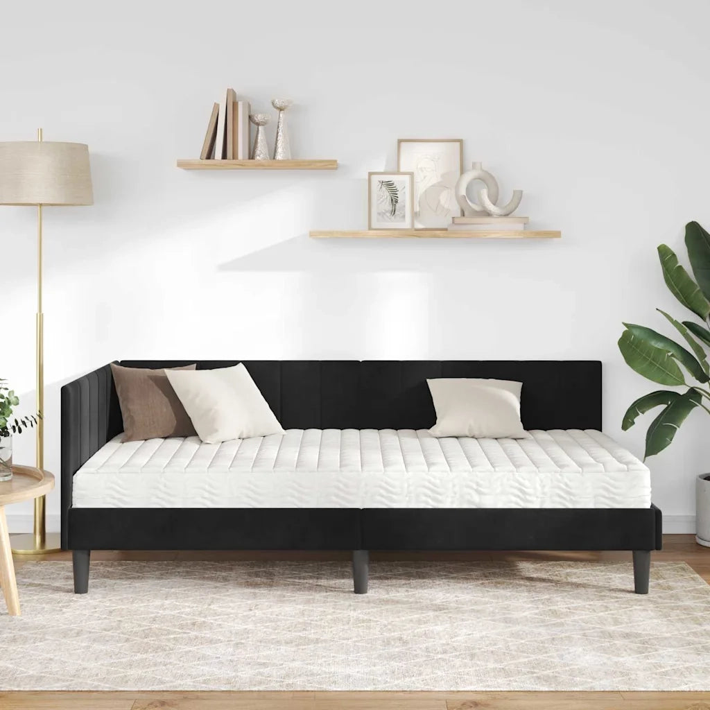 Struttura Letto Angolare con Materasso 2 pcs Nero Velluto 3393903