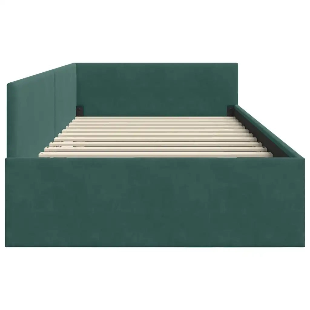 Cornice del letto ad angolo Verde Scuro 100 cm x 200 cm Velluto 42016093