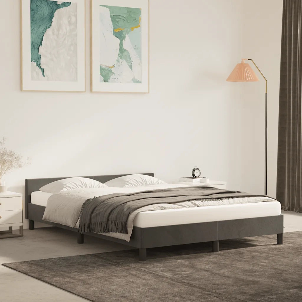 Letto matrimoniale | Letto per adulti | Giroletto senza Materasso Grigio Scuro 140x190 cm Velluto