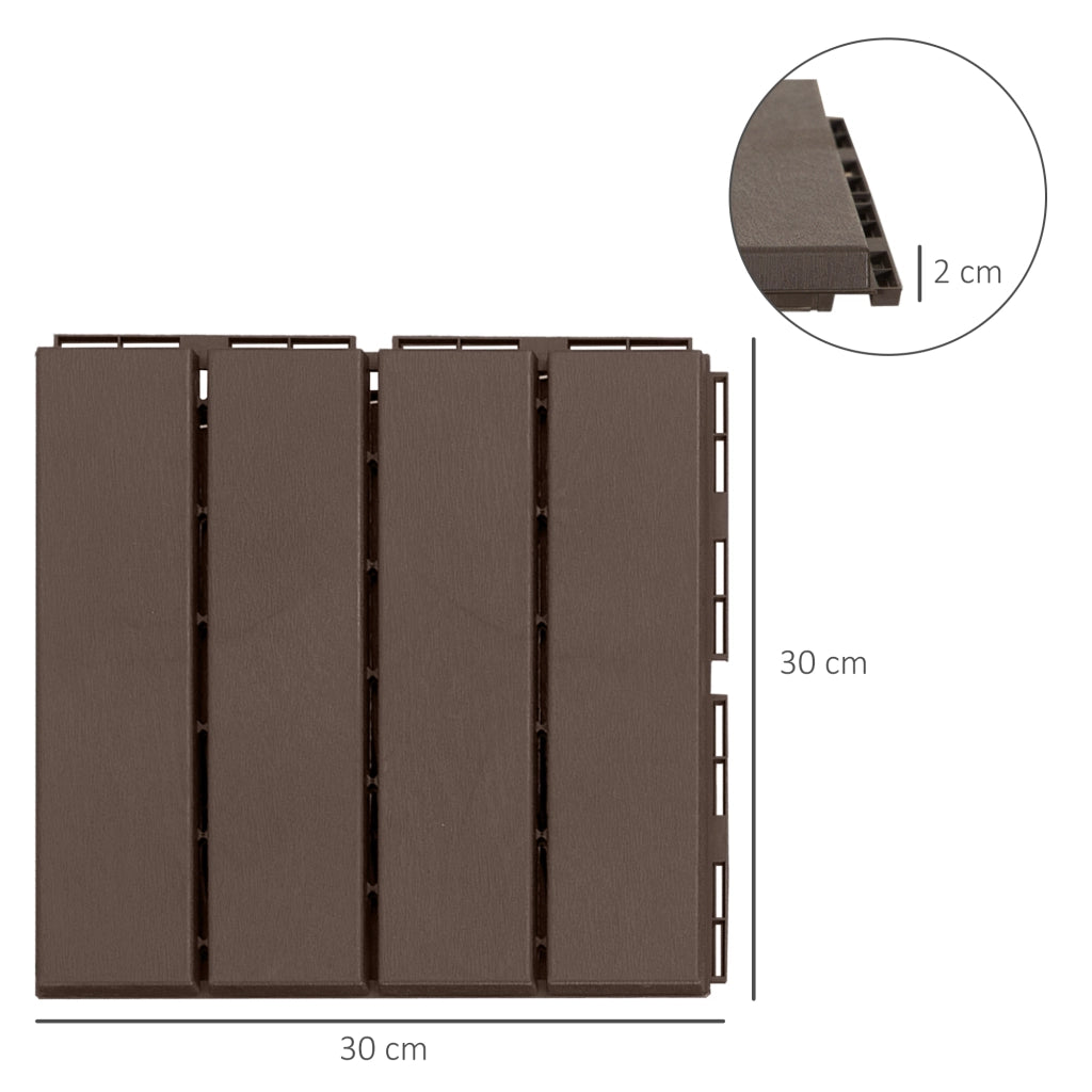 Set 9 Mattonelle a Incastro per Terrazzo ¨C Minimal ¨C Marrone 30x30x2cm