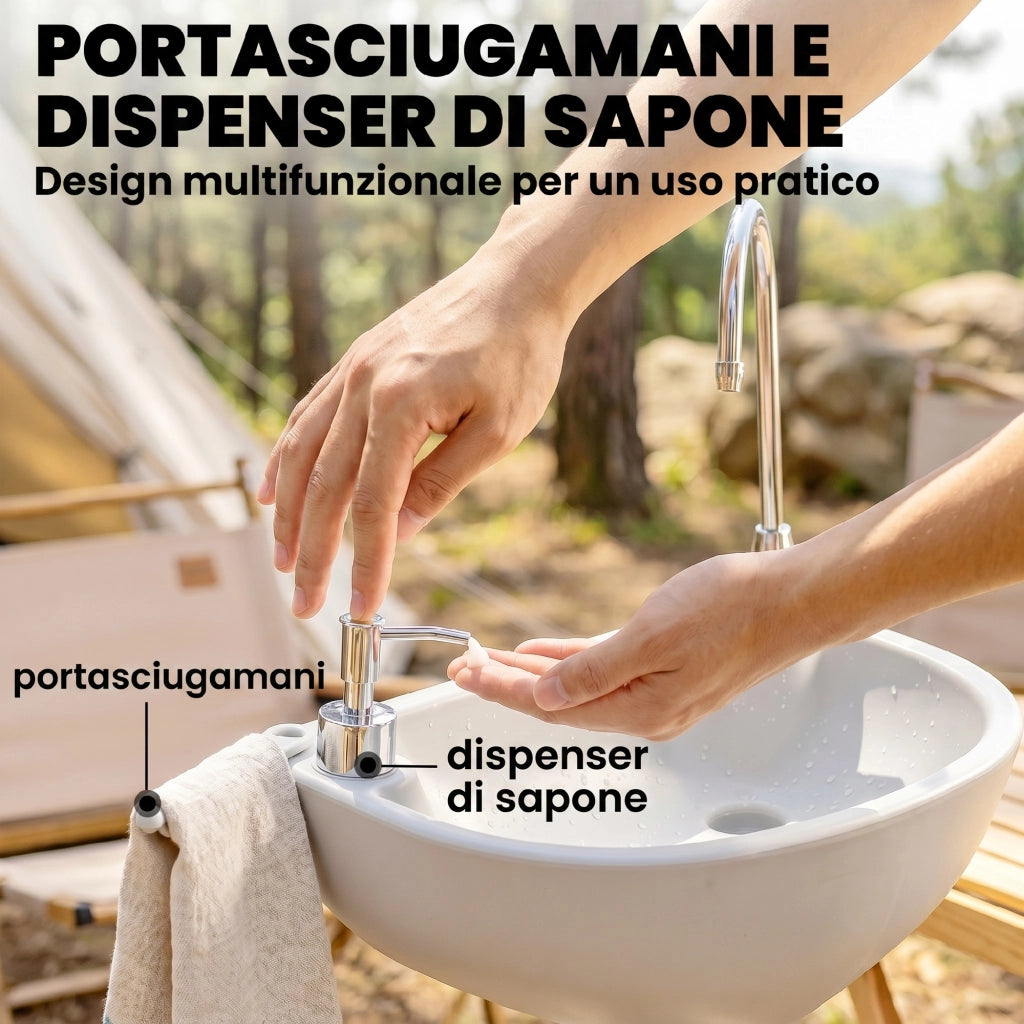 Lavabo Portatile con Ruote ¨C Minimal ¨C Grigio 51x33.5x103 cm
