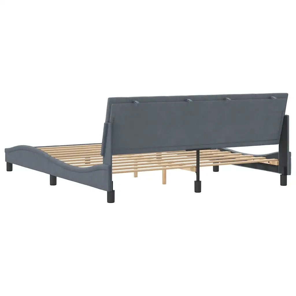 Letto matrimoniale | Letto per adulti | Giroletto senza Materasso Hanko Grigio Scuro 180x200 cm Velluto