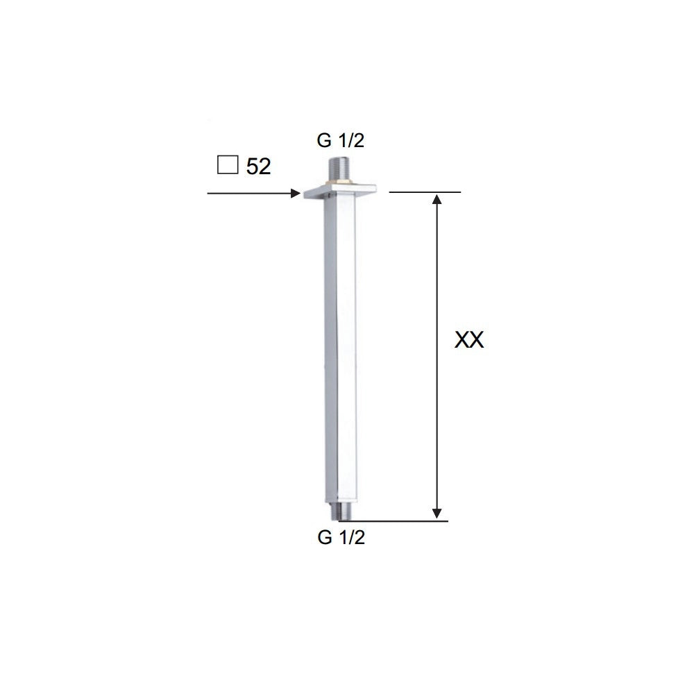 Braccio doccia da soffitto quadrato 10 cm