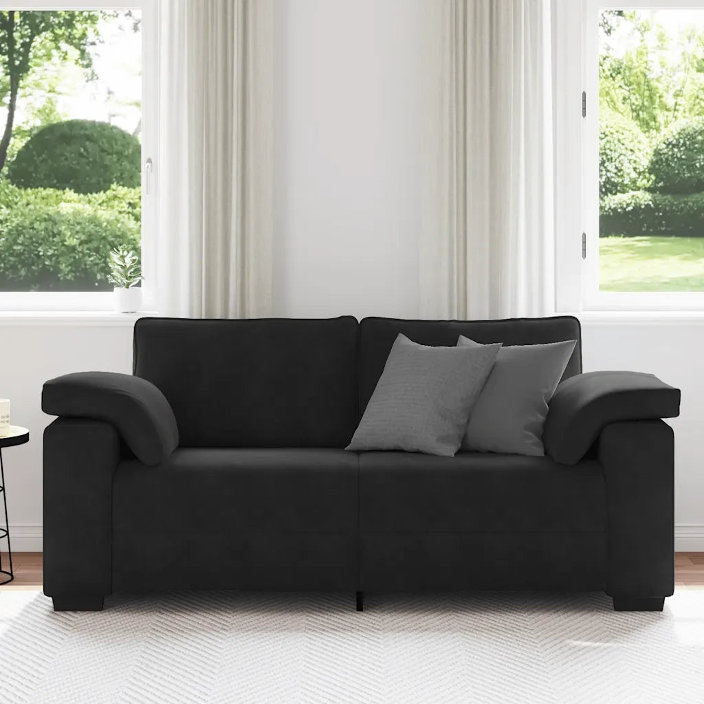 Divano Divanetto Nero 180x77x82 cm in Velluto 4105272