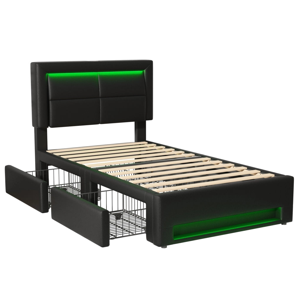 letto imbottito pu nero 90 x 200 cm
