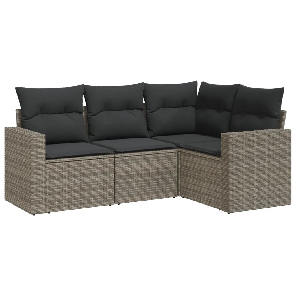 Set Divani da Giardino 4 pz con Cuscini in Polyrattan Grigio 3251247