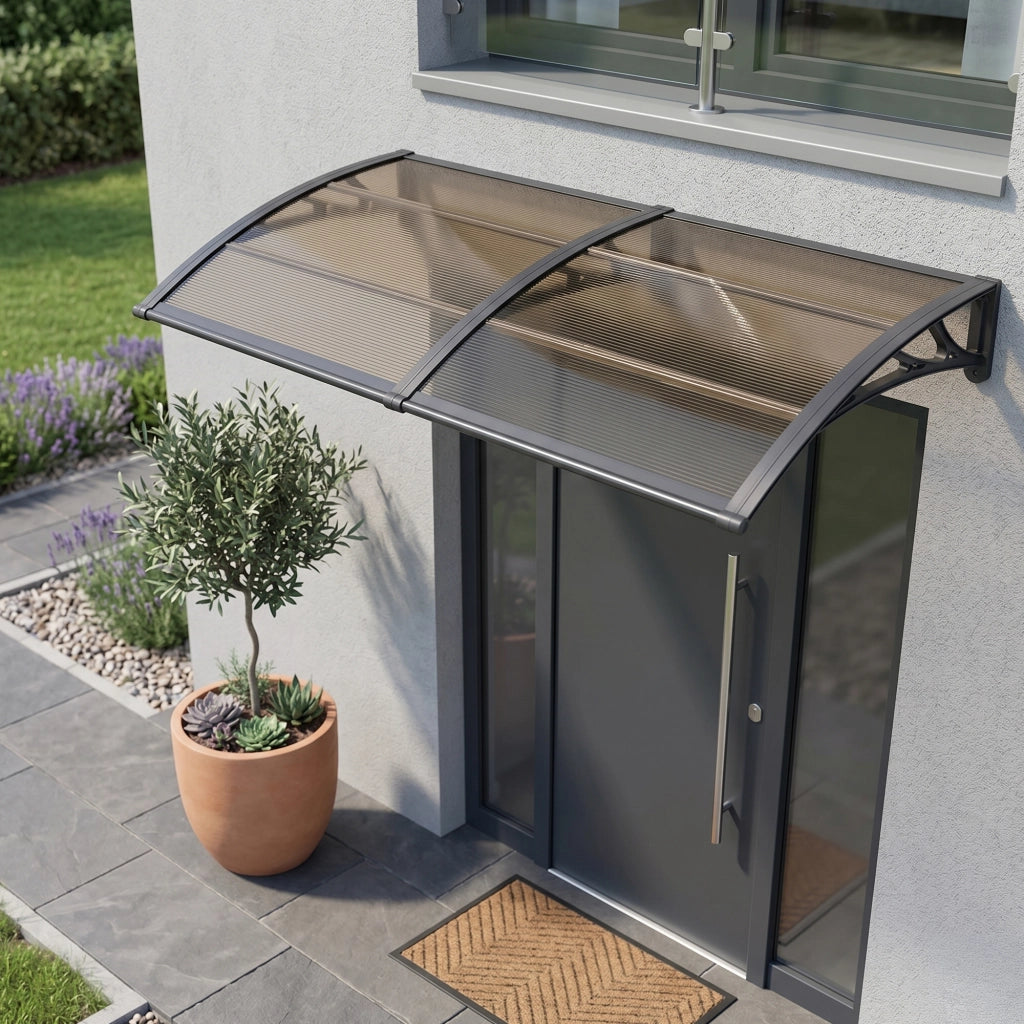 Pensilina per Ingresso Mellerud in Policarbonato 200 x 100 cm Marrone / Nero [en.casa]